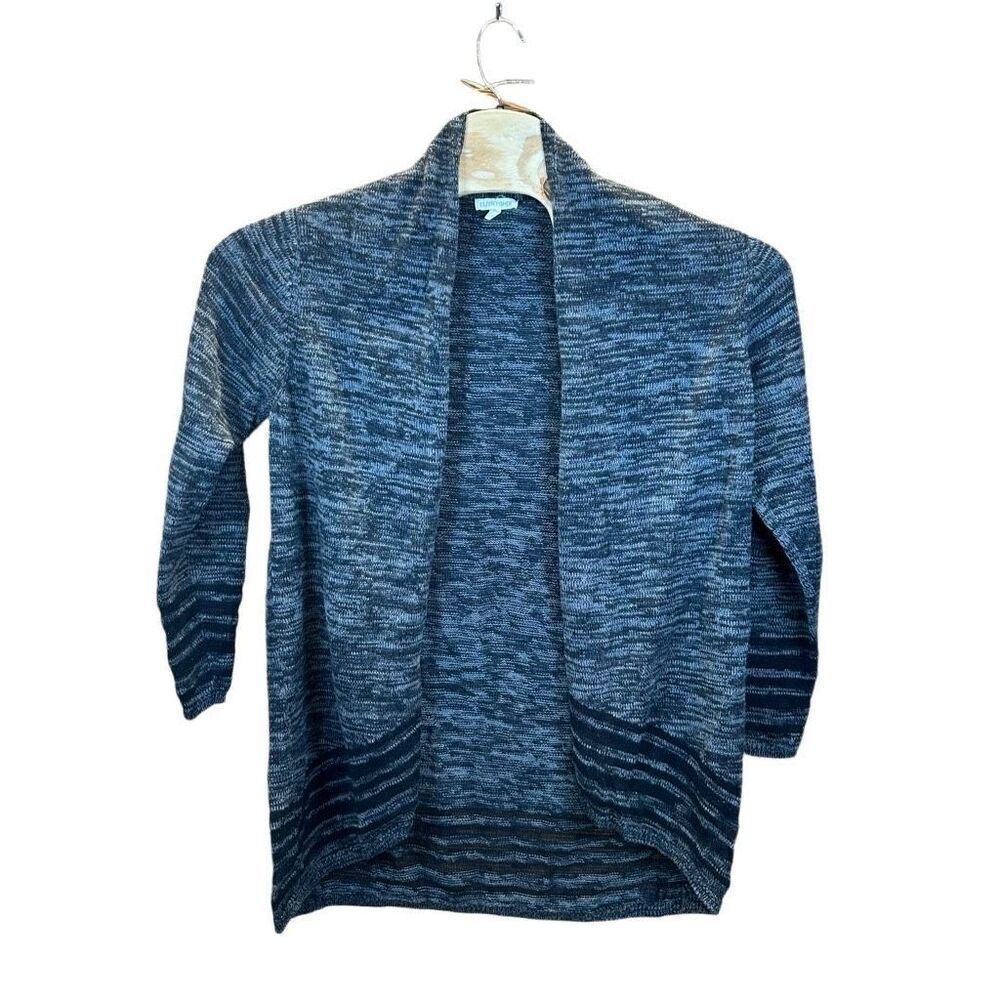Eileen Fisher Large (L) Grey and Black Open Front Pure Organic Cotton Cardigan
